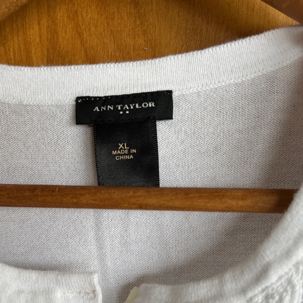 Ann Taylor White Lace-Pattern Button-Front Cardig… - image 2